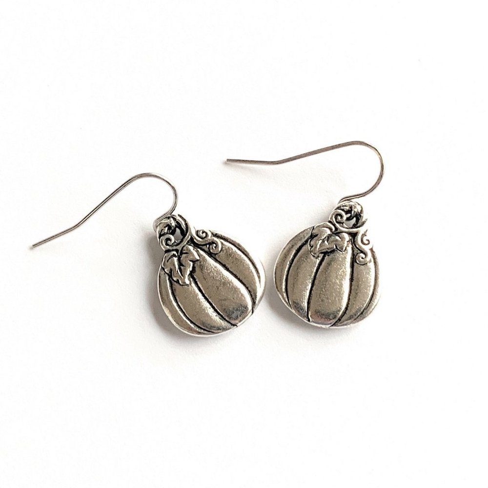 Pumpkin Earrings Sterling Silver Hypoallergenic for Womens Handmade in USA